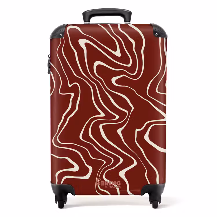 Koffer - Rode achtergrond met abstracte beige lijnen — 1
