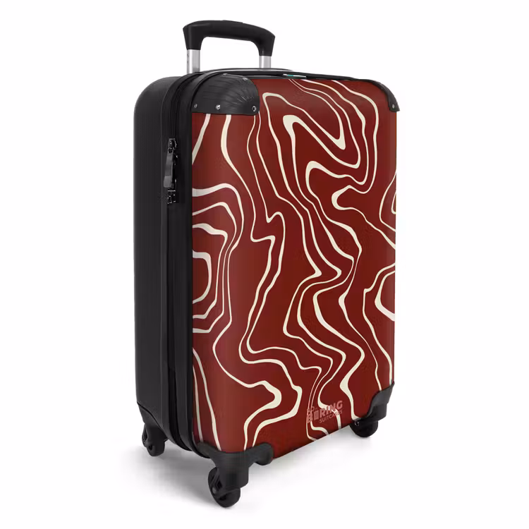 Koffer - Rode achtergrond met abstracte beige lijnen — 4