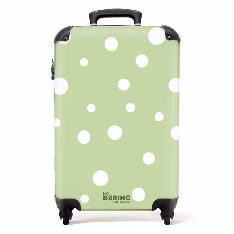 Koffer - Groene achtergrond met witte stippen — 1