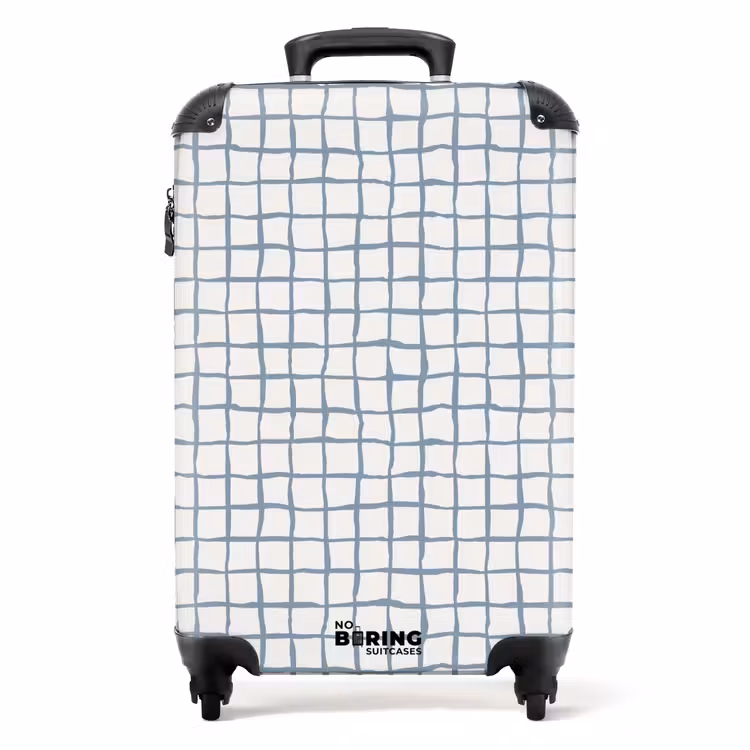Koffer - Handgetekend blauw raster met zachte hoeken — 1