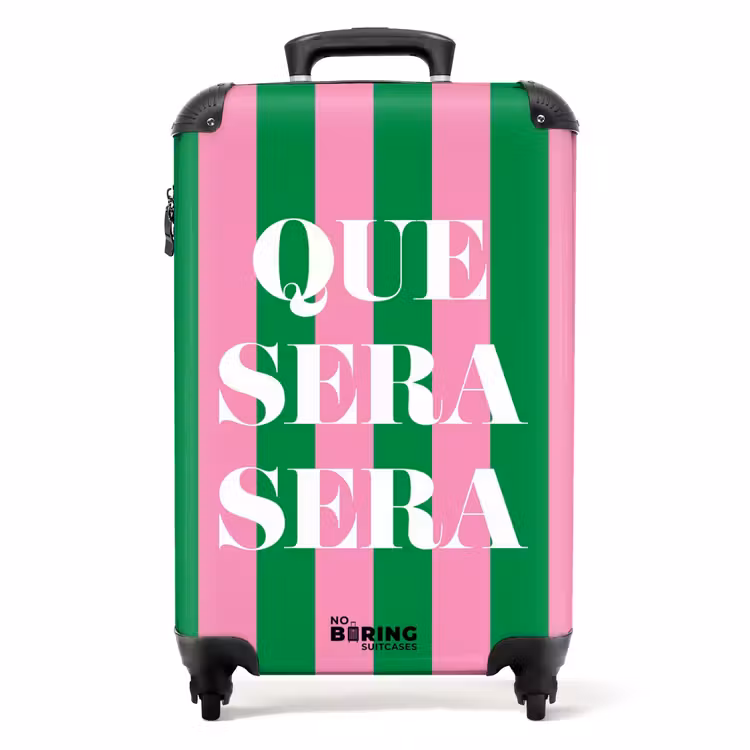 Koffer - Quotes - Que sera sera smaragdgroen en fuchsia roze — 1