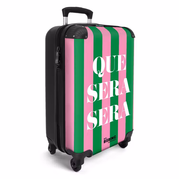 Koffer - Quotes - Que sera sera smaragdgroen en fuchsia roze — 4