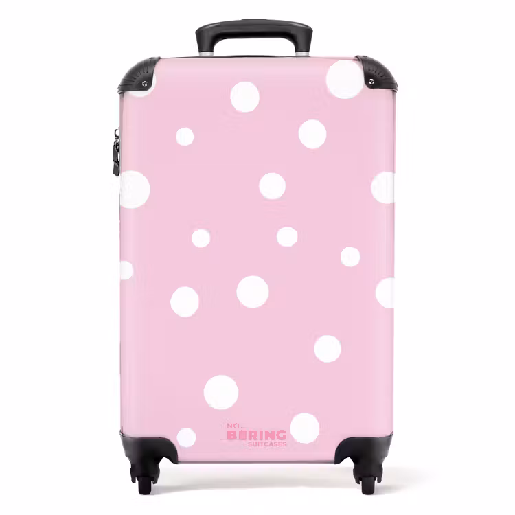 Koffer - Roze achtergrond met witte stippen — 1