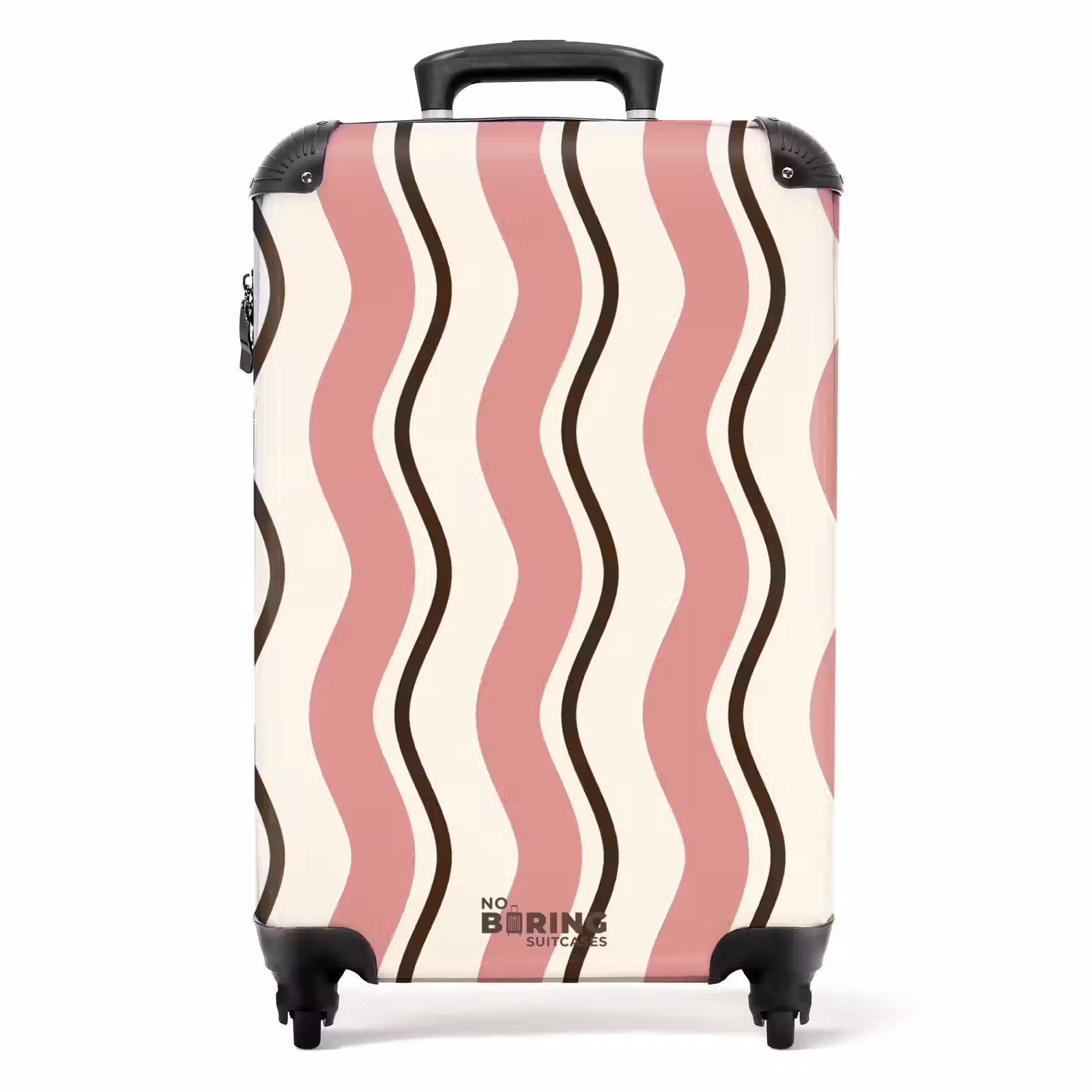 Koffer - Golvende strepen in roze met bruin — 1