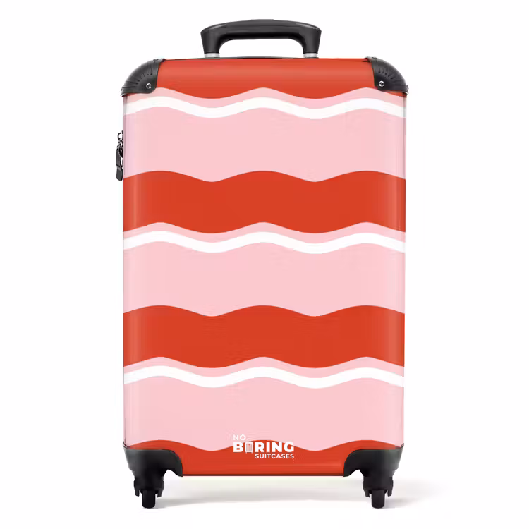 Koffer - Golvende strepen in rood en roze — 1