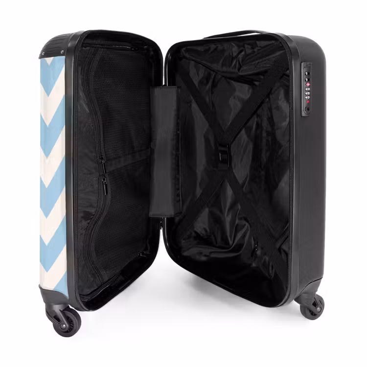 Koffer - Zigzag patroon in blauw en wit — 3