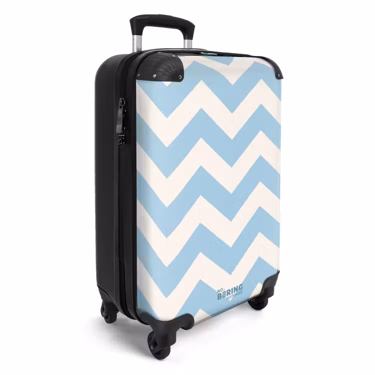 Koffer - Zigzag patroon in blauw en wit — 4