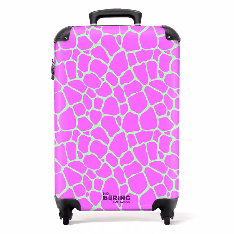 Koffer - Giraffeprint in lichtgroen en paars — 1