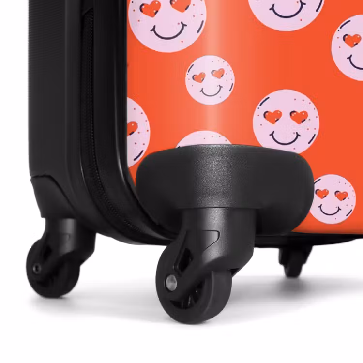 Koffer - Patronen - Patroon van blije emoji's op rode achtergrond — 6
