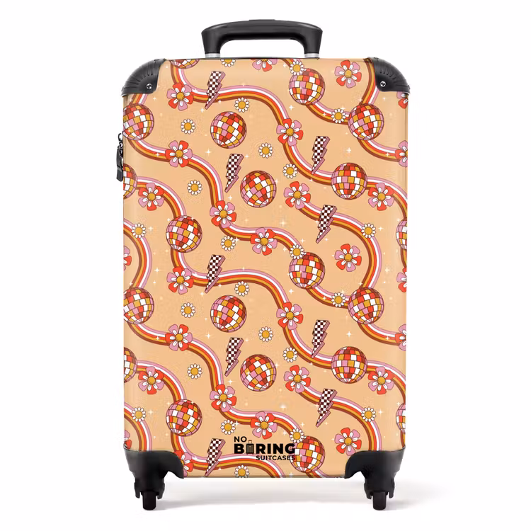Koffer - Retro disco 70s bloem patroon kleurrijk — 1