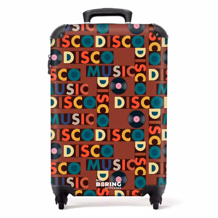 Koffer - Retro disco 70s tekst patroon kleurrijk — 1