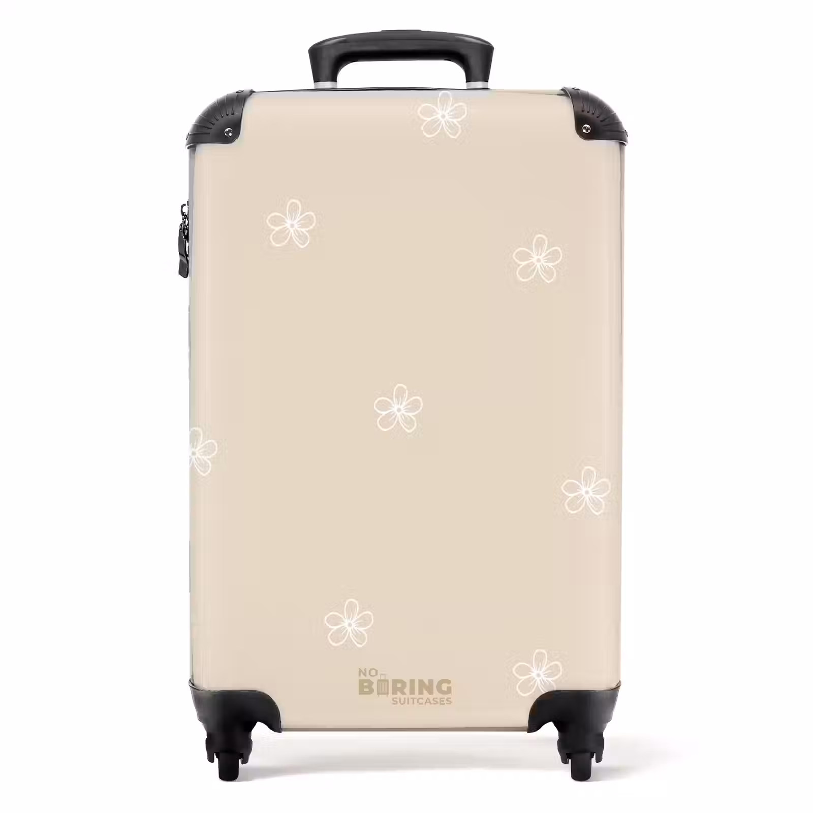 Koffer - Beige achtergrond met witte bloemetjes — 1