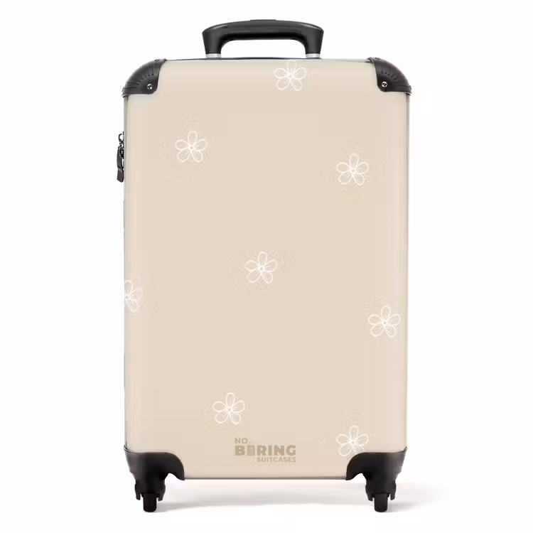 Koffer - Beige achtergrond met witte bloemetjes — 1