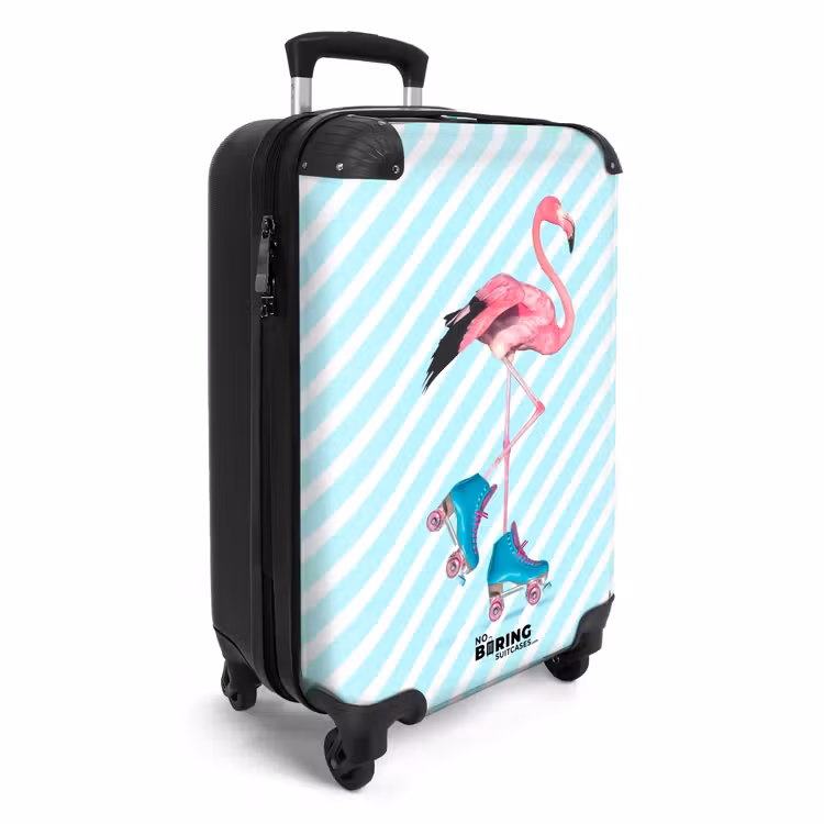 Koffer - Gestreepte flamingo op rolschaatsen — 4