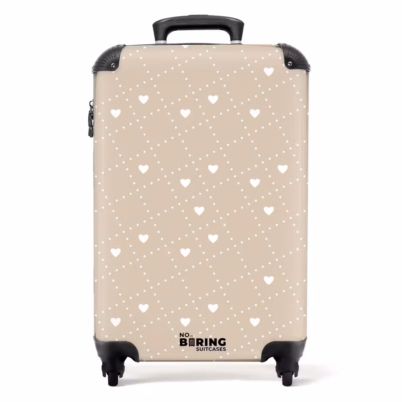 Koffer - Beige achtergrond met witte hartjes — 1