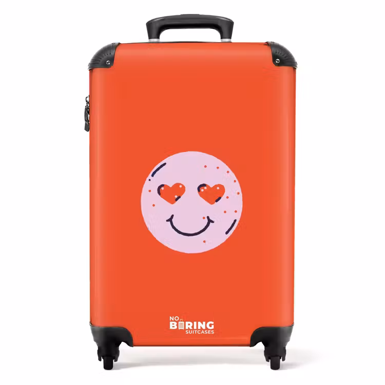 Koffer - Patronen - Blije emoji op rode achtergrond — 1
