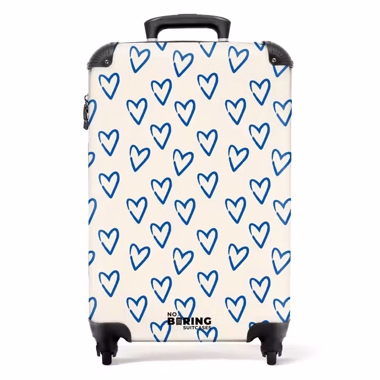 Koffer - Patronen - Patroon van blauwe hartjes — 1