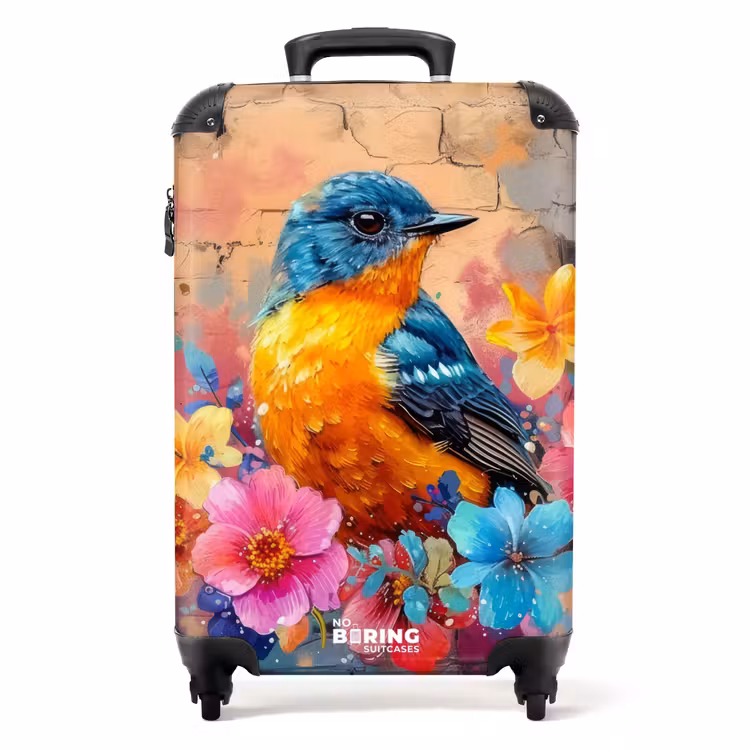Koffer - Vogel met bloemen in graffiti stijl — 1
