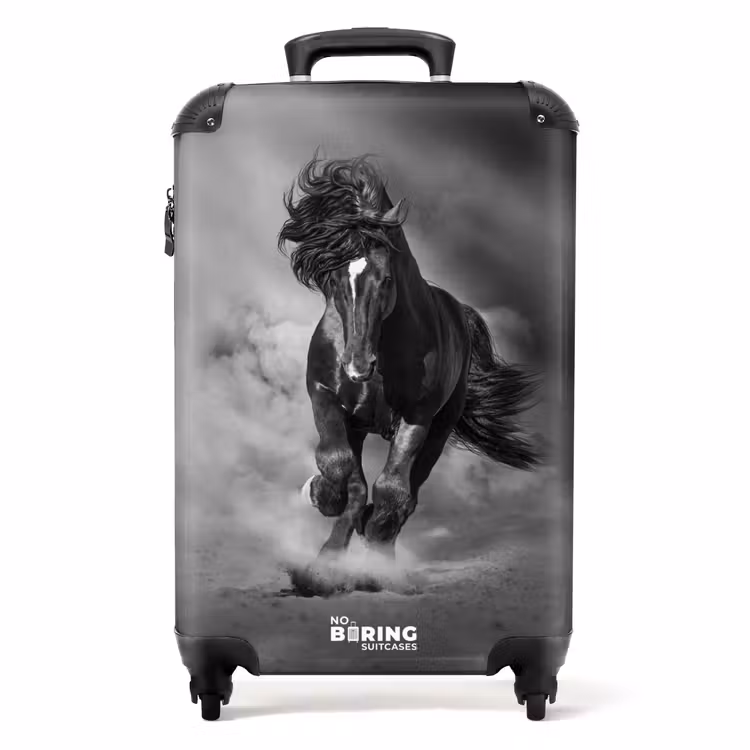 Koffer - Zwart paard in galop — 1