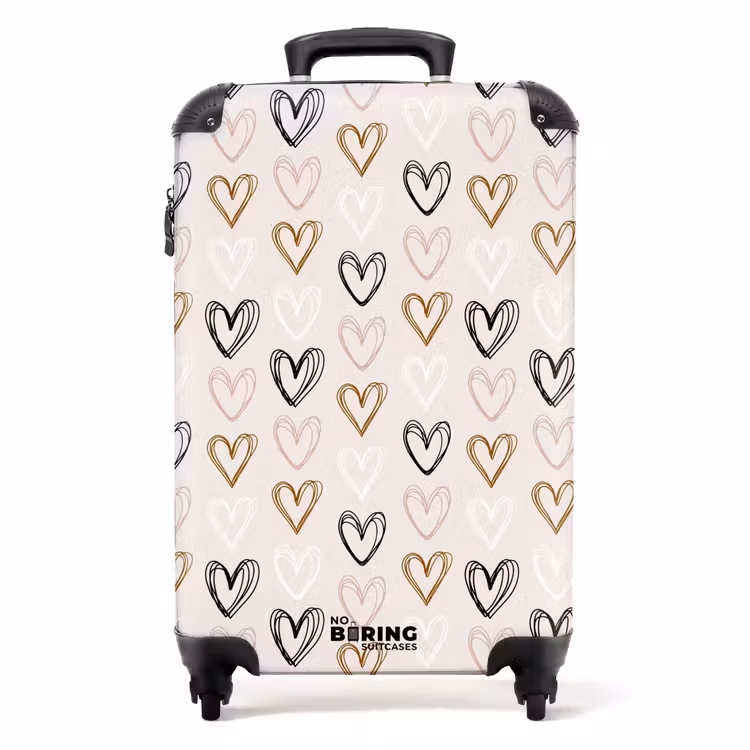 Koffer - Hartjespatroon in diverse kleuren op beige — 1