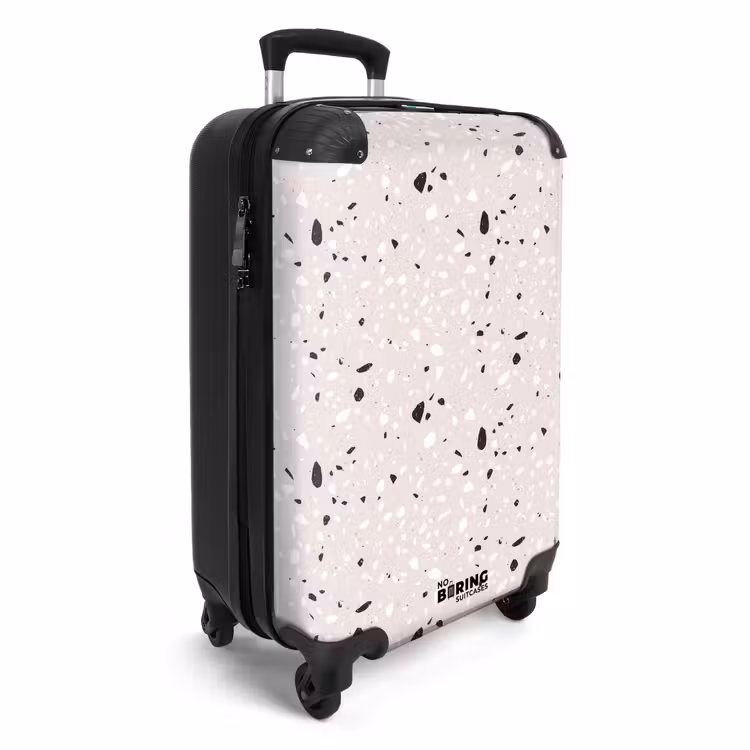 Koffer - Terrazzo patroon beige met zwart en wit — 4