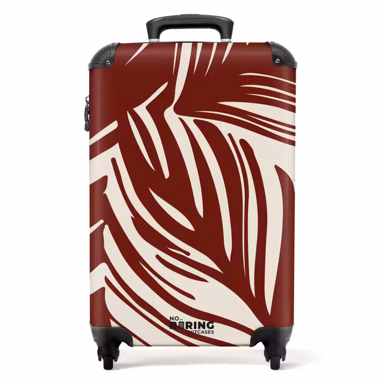 Koffer - Grote bladeren in rood met beige — 1