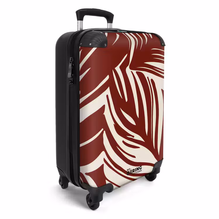 Koffer - Grote bladeren in rood met beige — 4