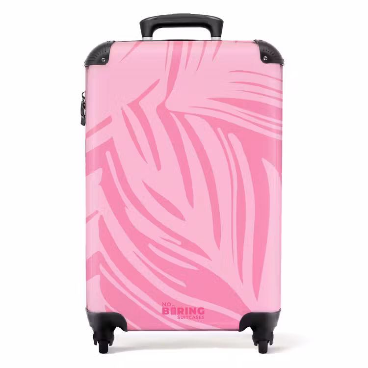 Koffer - Grote bladeren in verschillende tinten roze — 1