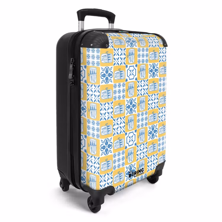 Koffer - Tegel patroon blauw geel — 4