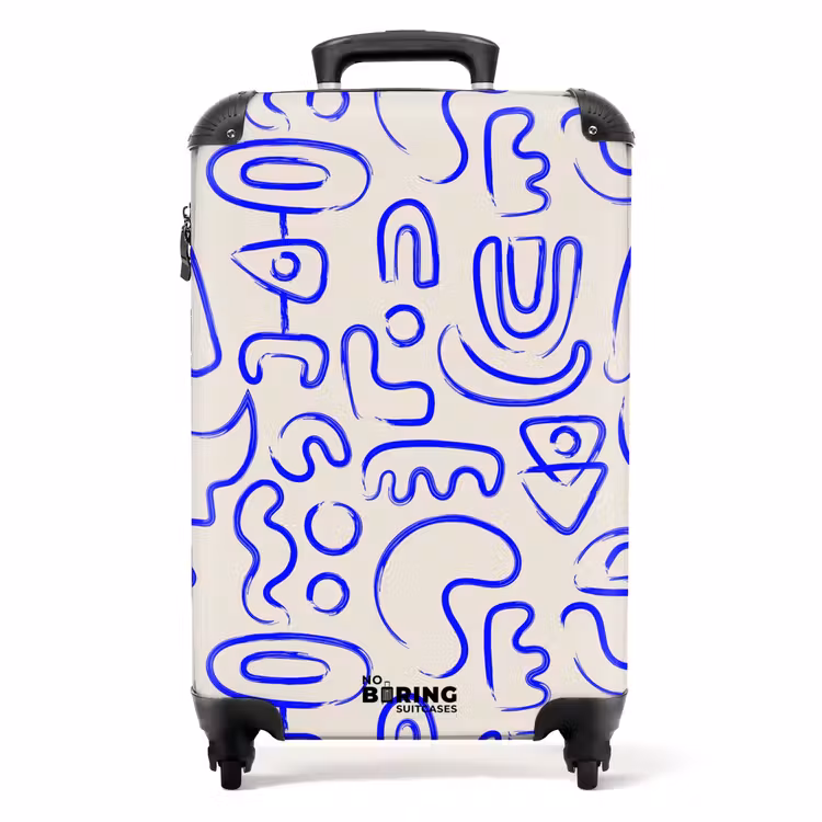 Koffer - Blauwe abstracte vormen op beige — 1