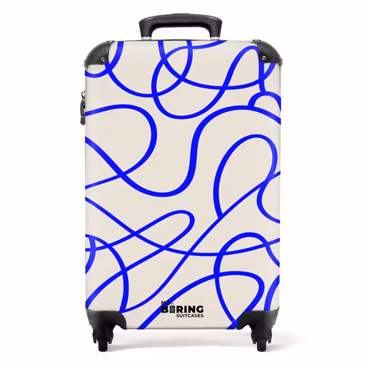 Koffer - Blauwe lijnen op beige achtergrond — 1