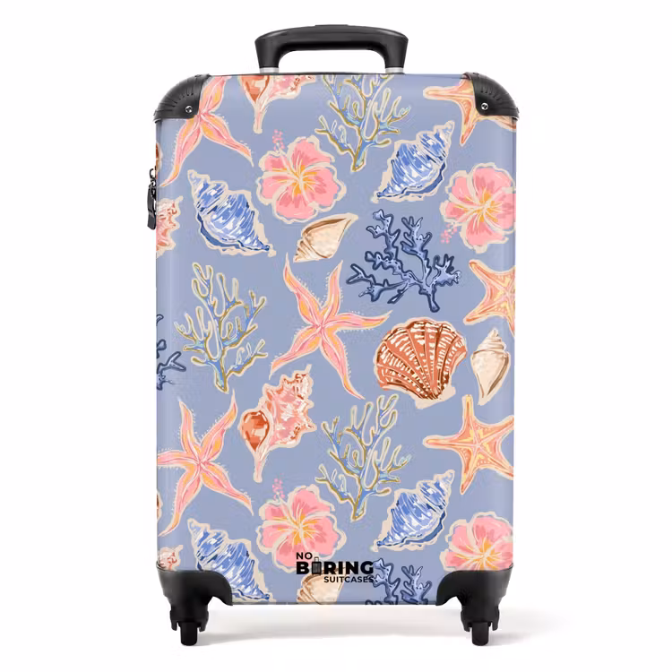 Koffer - Blauwe schelpen patroon — 1