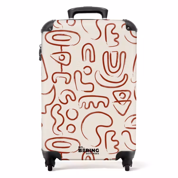 Koffer - Donkerrode abstracte vormen op beige — 1