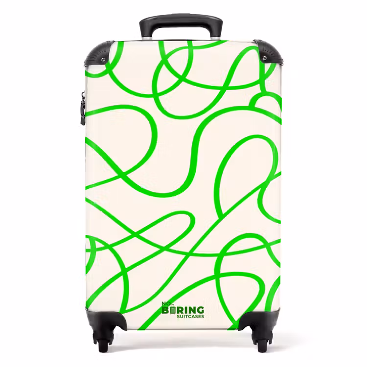 Koffer - Groene krullijnen op beige — 1