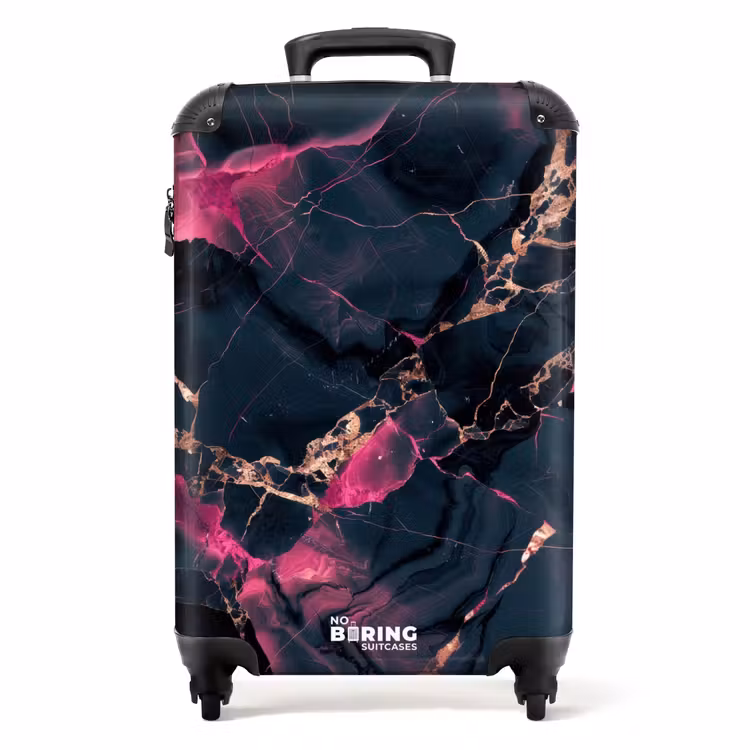 Koffer - Marmer - Fluorescerend Roze in Donker Marmer — 1