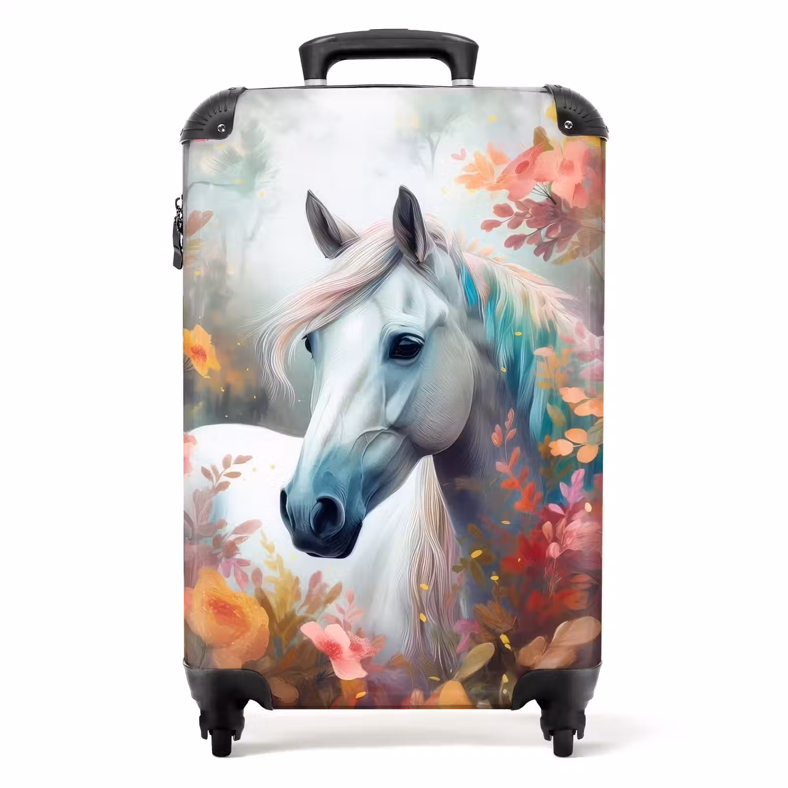 Koffer - Wit paard omringd door bloemen — 1
