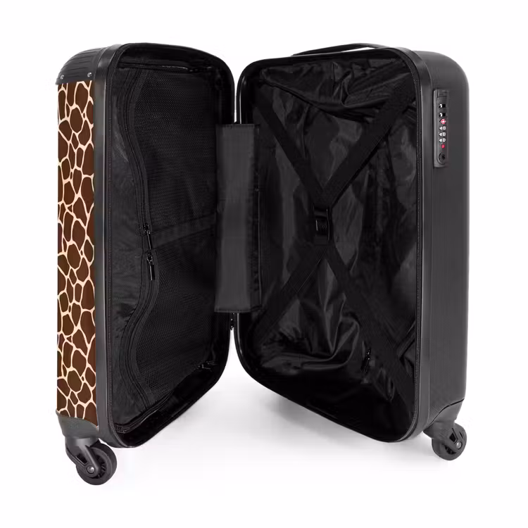 Koffer - Donkerbruin giraffepatroon met beige aders — 3