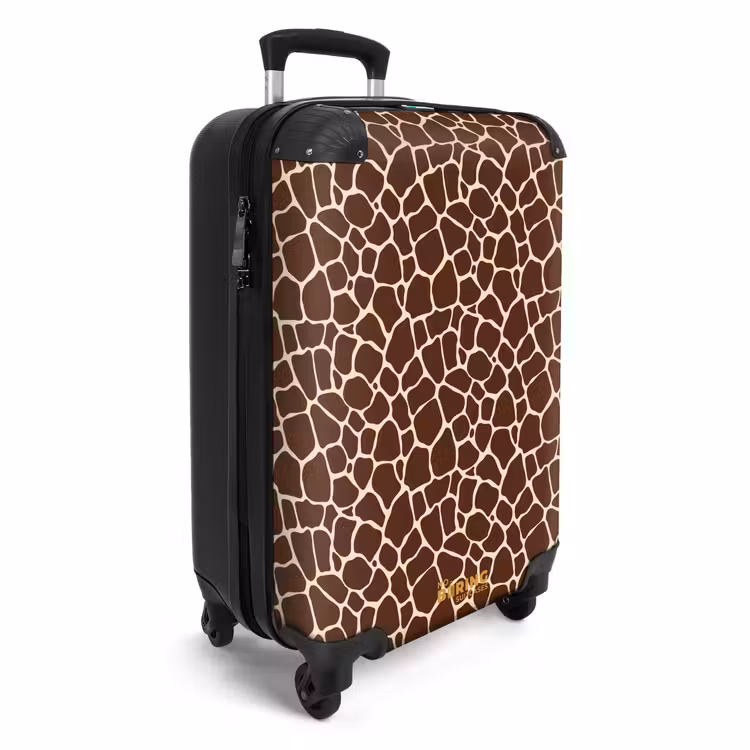 Koffer - Donkerbruin giraffepatroon met beige aders — 4
