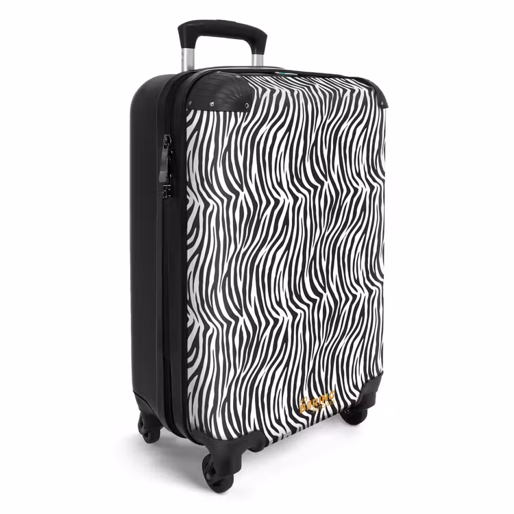 Koffer - Zwart wit zebrapatroon met golvende strepen — 4