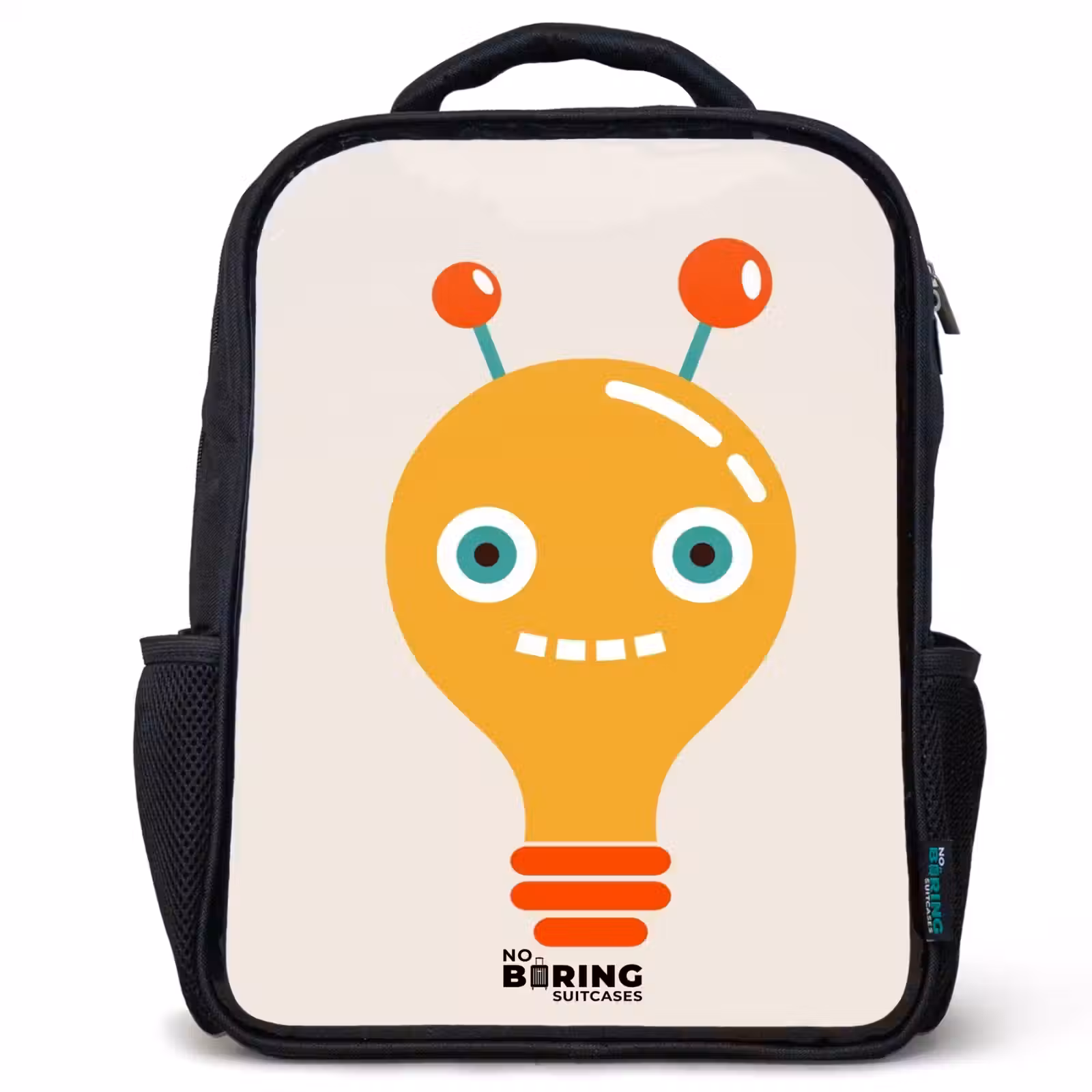 Kinderrugzak - Zwart - Gloeilamp robot met grote ogen — 1