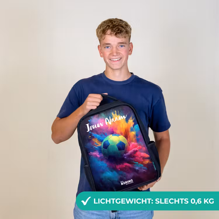 Kinderrugzak met naam - Zwart - Neon - Bal - Kleurrijk — 2