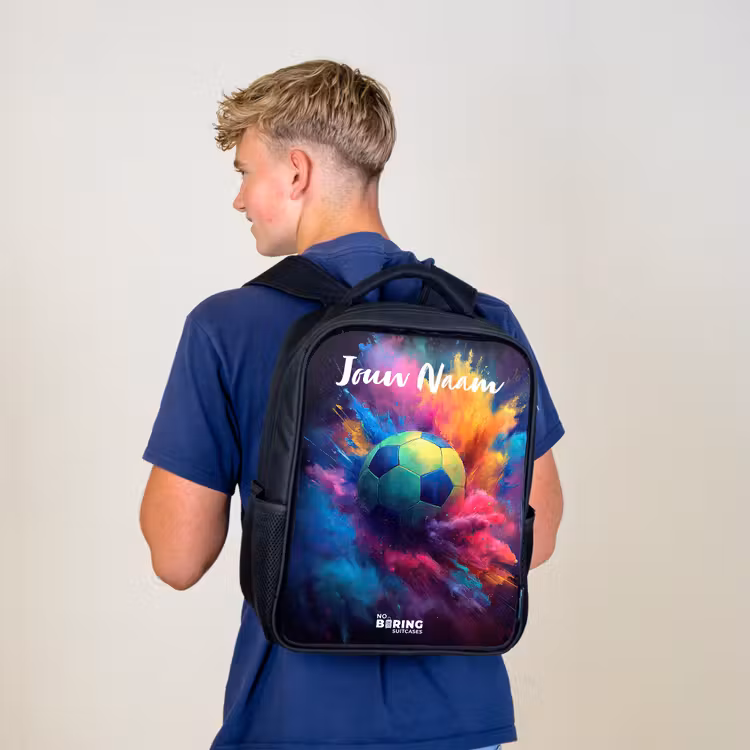 Kinderrugzak met naam - Zwart - Neon - Bal - Kleurrijk — 6