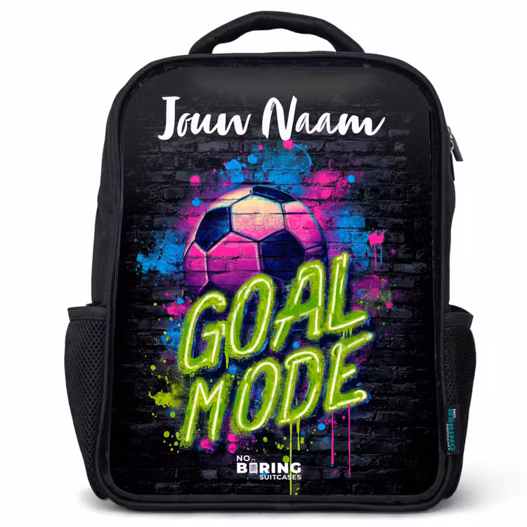 Kinderrugzak met naam - Zwart - Neon - Graffiti - Voetbal - Kleurrijk β 1