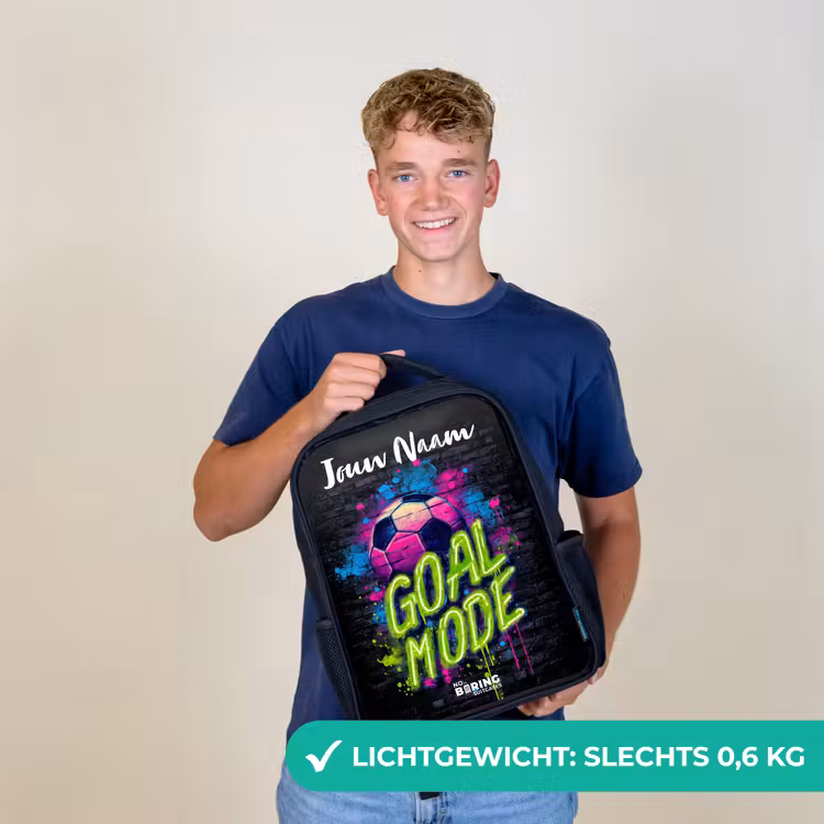 Kinderrugzak met naam - Zwart - Neon - Graffiti - Voetbal - Kleurrijk β 2