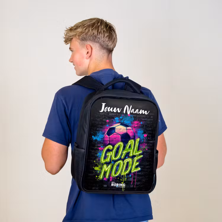 Kinderrugzak met naam - Zwart - Neon - Graffiti - Voetbal - Kleurrijk β 6