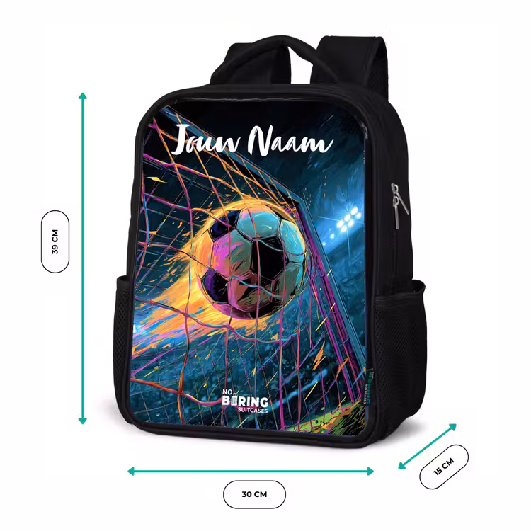 Kinderrugzak met naam - Zwart - Neon - Net - Voetbal - Kleurrijk — 5