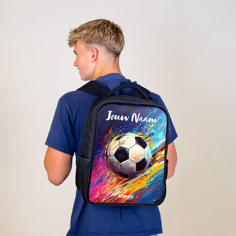Kinderrugzak met naam - Zwart - Neon - Voetbal - Kleurrijk — 6