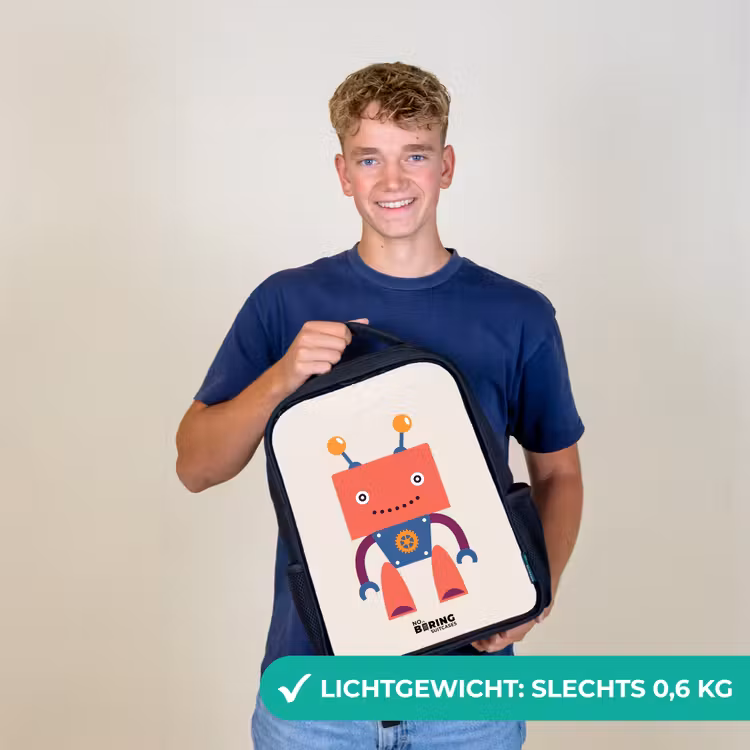 Kinderrugzak - Zwart - Rode robot met vierkant hoofd — 2