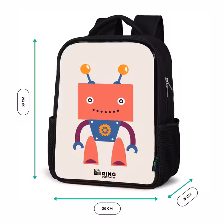 Kinderrugzak - Zwart - Rode robot met vierkant hoofd — 5