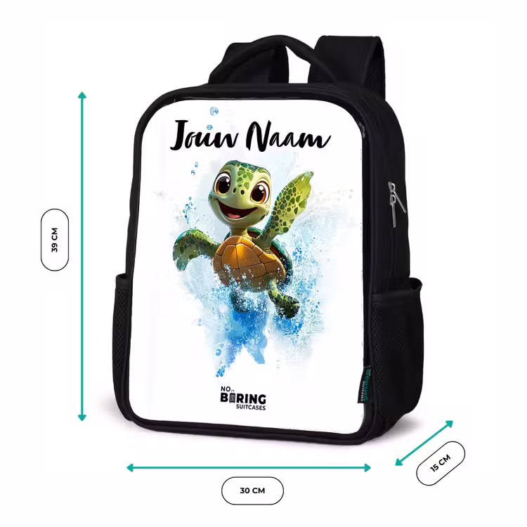 Kinderrugzak met naam - Zwart - Schildpad - Water - Groen — 5